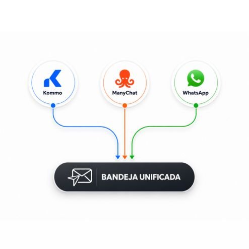 Implementación de Kommo CRM con ManyChat y WhatsApp: bandeja unificada para filtrar y responder consultas 24/7
